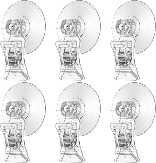 6 Pack Aquarium Suction Cup Clips, Clear Plastic Fish Feeding Tool, Veggie Seaweed Plant Holder for Fish, Underwater Fish Feeder, Tank Fish Feeder Clips Accessories