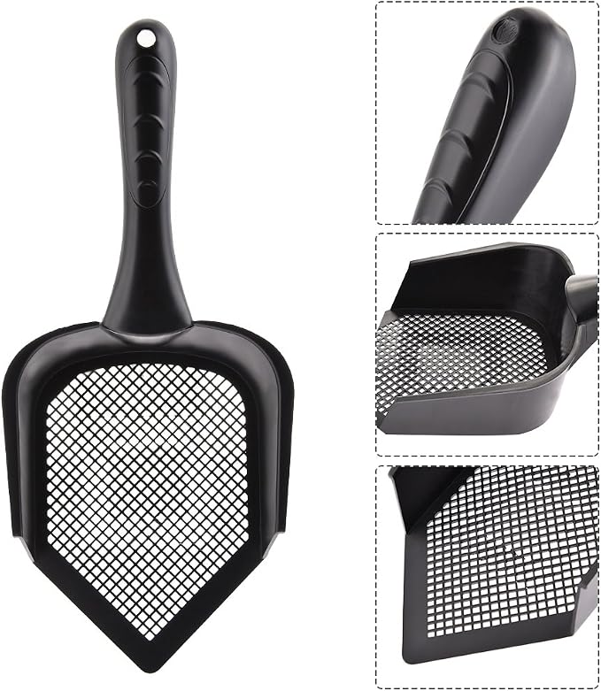 Cat Scooper Fine Sand Sifter Kitty Litter Scoop Sifter Kitty Litter Shovel Pointed End Cat Litter Scoop Pet Reptile Terrarium Bedding Litter Cleaner Corner Scoop Pet Poop Net Shovel Kit