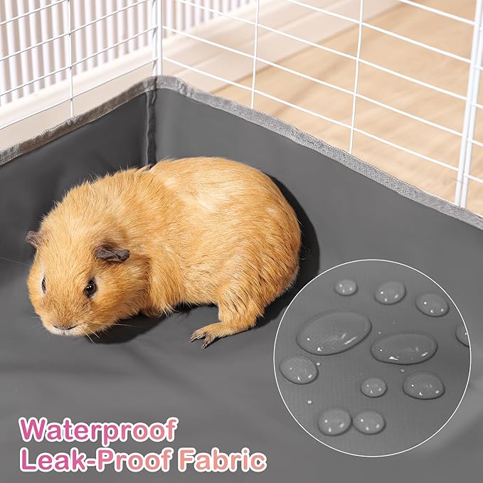 Funfurry Waterproof Guinea Pig Cage Liner,Washable Tarp Bottom Base,Cage Liners for Small Animals,Hamster Chinchilla Hedgehog Ferret Rabbit. (Dark Grey-Paw, 24" X 24")