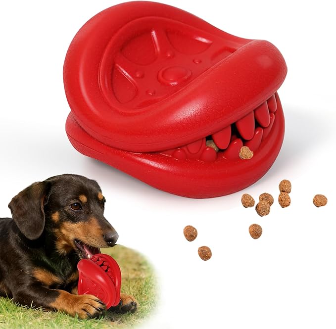 Treat Dispensing Dog Toys - Durable Natural Rubber Chew Toy for Large Medium Dogs, Aggressive Chewer Dog Toys, Relieve Boredom Separation Anxiety & Cleans Teeth, Dishwasher Safe
