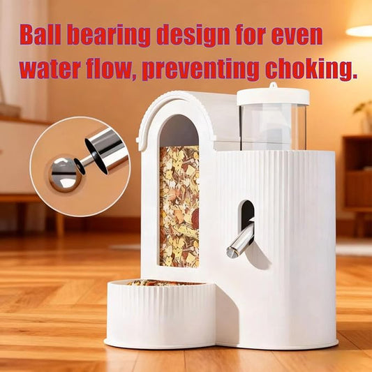 Rabbit Food Water Dispenser, Guinea Pig Water Bottle & Automatic Bunny Feeder, Cage Accessories,3 Color Feeder Dispenser for Hamster, Chinchilla, Ferret Small Animals (Pink)