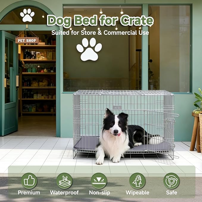 XL Dog Crate Pad, Double-Sided Waterproof Crate Mat Bed, Outdoor Kennel Mat Pet Sleeping for Medium Large Dogs, Waterproof, Wipeable, Anti-Slip, Kennel Pad 41 x 27 Inch, Dark Gray