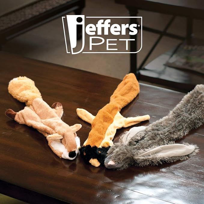 Jeffers Pet Thinnies Unstuffed Plush Dog Toy with Rope & Squeaker – 21" Fox, Flat Stuffing Free Chew Toy for Dogs & Puppies – Soft, Durable, Interactive Play, Fetch, Tug, Training, Teething