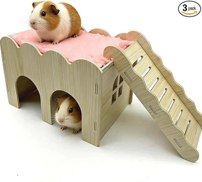 Guinea Pig Hideout Hamster Wood House Platform with Ladder for Rat Hamster Squirrel Gerbil Sugar Glider