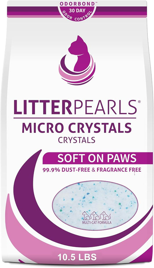 Litter Pearls Micro Crystals Unscented Non-Clumping Crystal Cat Litter with Odorbond, 10.5 Pounds