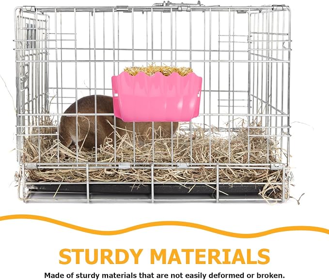 POPETPOP Small Animal External Grass Frames 2-Pack Hanging Hay Feeders for Rabbits Guinea Pigs Chinchillas Cage Accessories 9.64X5.51X2.55In Easy Installation Plastic Storage Racks