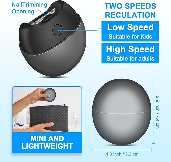 Electric Automatic Nail Clipper with Light, 2-Speed Trimmer, USB Rechargeable, Nail Scraps Storage & Magnetic Cover, Safe for Babies, Kids, Seniors & Adults