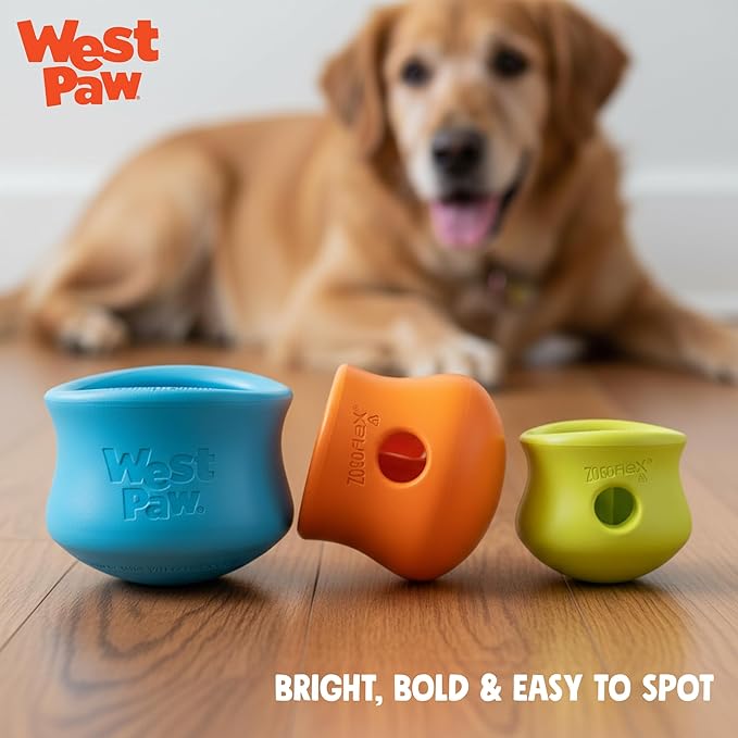 WEST PAW Zogoflex Toppl Interactive Treat Dispensing Puzzle Dog Toy for Mental Stimulation & Enrichment-Holds Kibble & Treats-Lickable, Freezable & Dishwasher Safe-Made in USA-X-Large-Aqua Blue