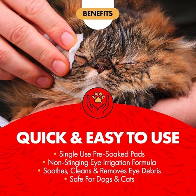 Miracle Care Eye Wash Pads,90 Use Pre-Soaked Pads to Gently Clean and Soothe Dog and Cat Eyes; Non Stinging Formula to Remove Eye Debris,(Pack of 2)