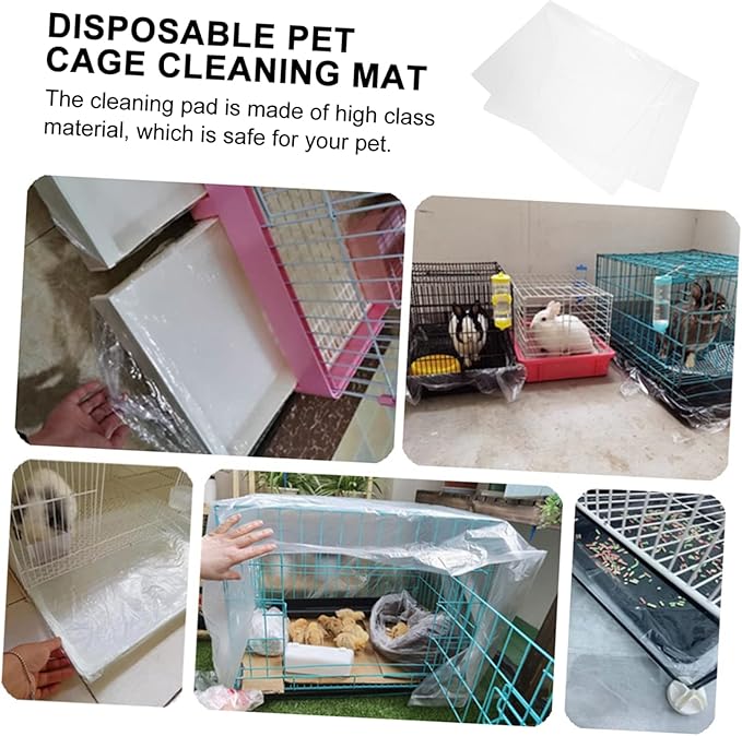 VICASKY 100Pcs Disposable Rabbit Cage Pee Cleaning Film Leakproof Pet Cage Cleaning Pads Convenient Disposable Design for Easy Pet Care for Animals