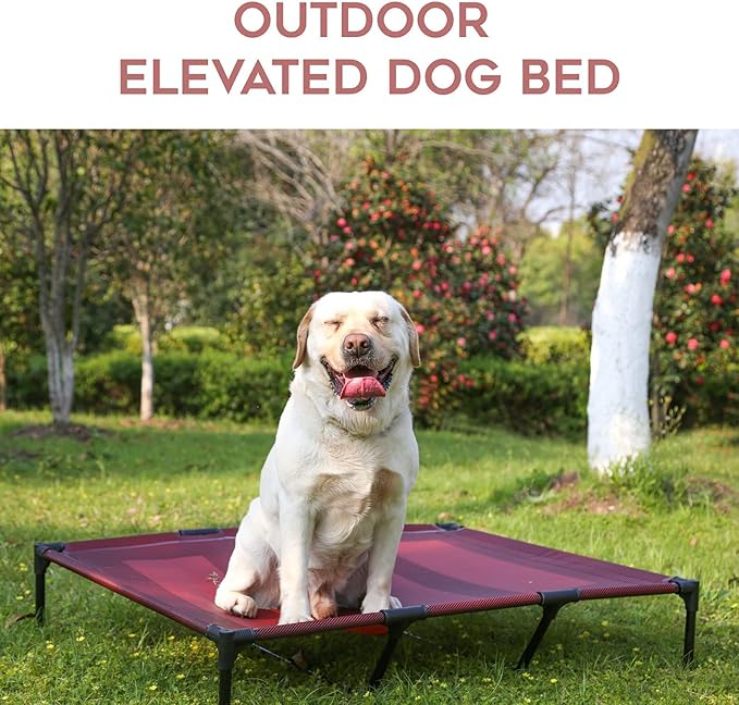 suddus Elevated Dog Bed Waterproof Outdoor, Portable Raised Dog Beds, Dog Cot Off the Floor, Dog Bed Easy Clean Indoor or Outdoor Use, X Large, Red