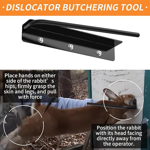 Meat Rabbit Dispatch Dislocator Butchering Tool – Heavy Duty Metal Wringer Neck Cervical Dislocation Tool for Humane Processing of Rabbits, Squirrels, and Other Small Animals