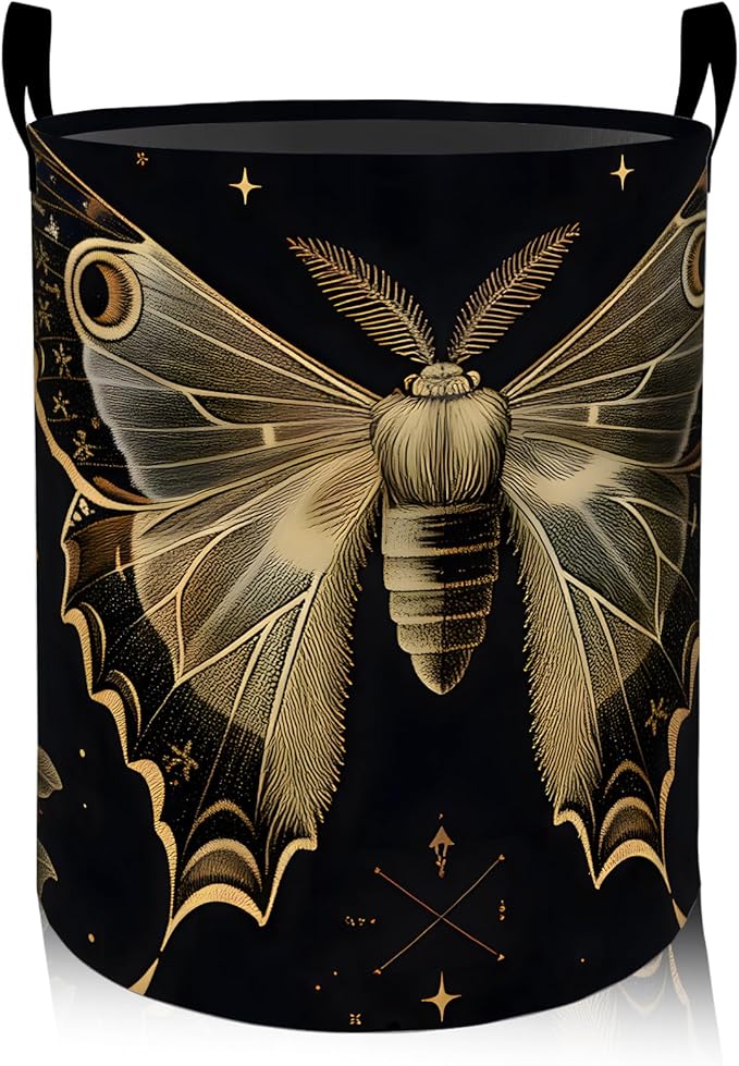 Butterfly and Rose Floral Laundry Basket, Oxford Cloth Vintage Dirty Clothes Collapsible Hamper for Room Decor, Flower Insect Print Gifts Toy Organizer 19.7*15.8 Inch for Bedroom Bathroom Dorm