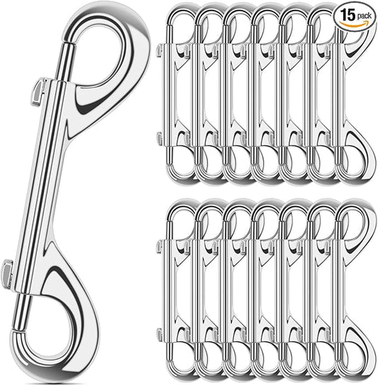 ERKOON 15 Pack Double Ended Bolt Snap Hooks Extra Large 4.7inch Zinc Alloy Mental Clips Heavy-Duty Trigger Snaps for Horse Tack Water Bucket Feed Bucket Dog Leash Horse Pet Sling, 220LBS Load Capacity