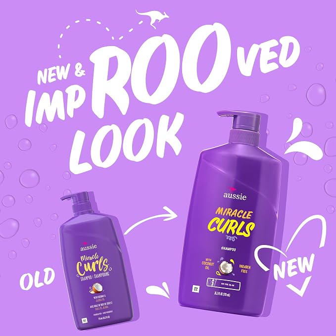 Aussie Miracle Curls Shampoo for Curly Hair with Coconut Oil, Paraben Free, 26.2 Fl Oz