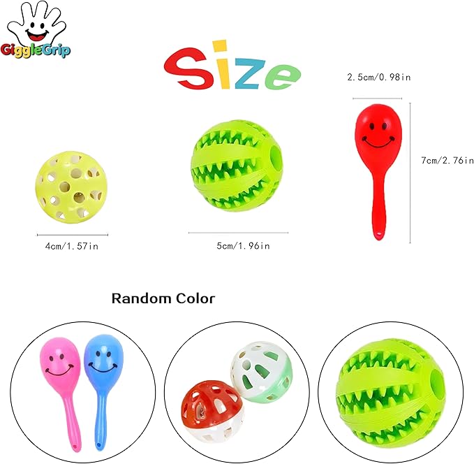 Bird Foraging Toys with Feeder Ball, Durable Plastic Parrot Training Puzzle & Interactive Treat Dispenser for Cockatiels, Conures, Parakeets, Budgies(Pack 3)