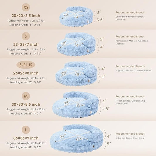 EHEYCIGA Dog Bed Medium Size Dog, Fluffy Small Dog Couch with Removable Washable Cover, Bolster Pet Sofa, Waterproof and Non-Slip, 30" x 30"x 8.5", Blue