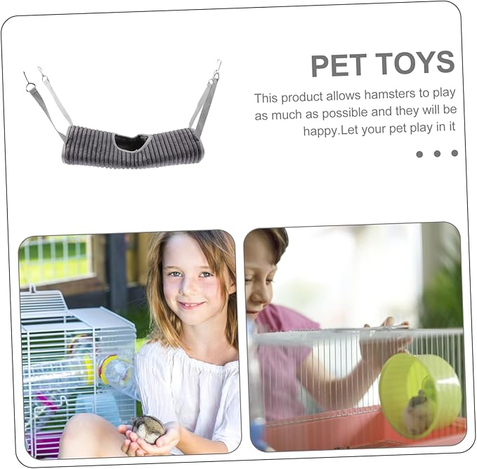 VICASKY Warm Plush Nest Ferret Hideout Nest Small Pet Hammock Hamster Hanging Tunnel Grey