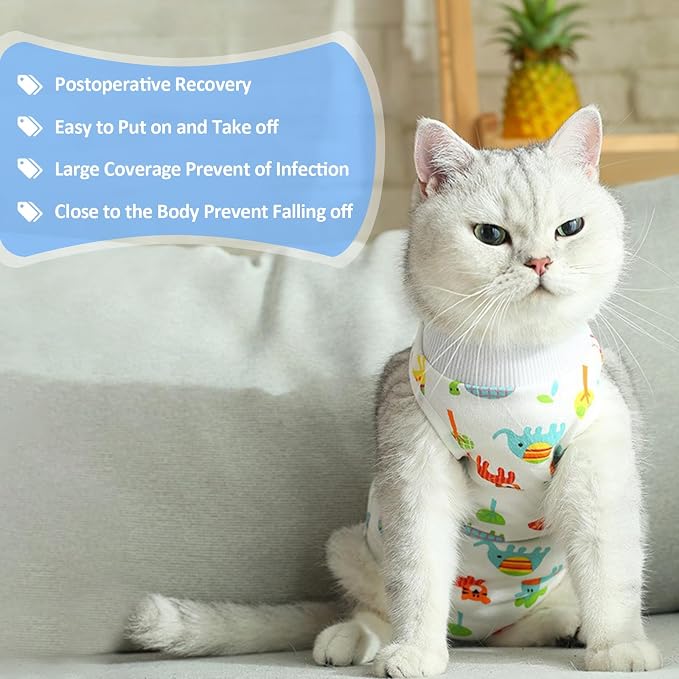 Cat Recovery Suit Female, Breathable Cat Onesie After Surgery Female for Abdominal Wounds or Skin Diseases, Surgery Recovery Suit Kitten Onesie After Spay Wear Anti Licking