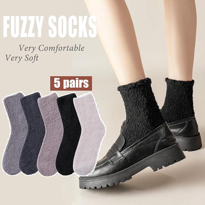 Ginmewrae Women Fuzzy Socks Cozy Soft Fluffy Cute Animal Slipper Socks Sleeping Warm Socks Christmas Gift for Girls