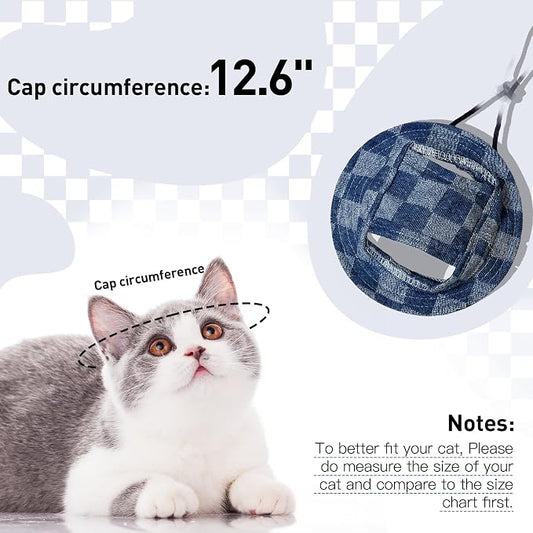 QBLEEV Cat Hats for Cats Only, Sphynx Hat with Ear Hole, Summer Cowboy Hats | Breathable kitten headwear mini sun sombrero caps, pet chihuahua sunscreen baseball outdoor climbing cap for birthday party