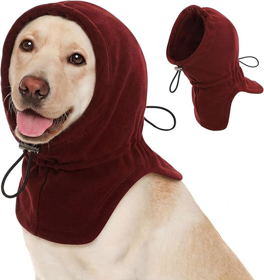 Dog Calming Hoodie Pet Ear Covers for Noise, Quiet Head Cover for Dogs, Pet Calming Hoodie Ear Covers Hood for Anxiety Relief and Calming Dog Neck and Ear, Burgundy S