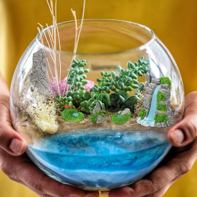 GANAZONO Miniature Rockery and Pool Statue 6-Pack Resin Artificial Mountain Figurines for Fish Tank Aquarium Garden Decor Micro Landscape Bonsai Ornament 2.91X1.73X1.73In