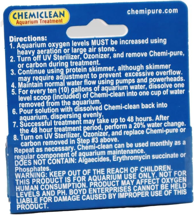 Boyd Chemiclean 2g Treats up to 300 Gallons - Effective Cyanobacteria Chemi-Clean for Marine & Freshwater Aquariums, Safe for Fish, Corals & Invertebrates