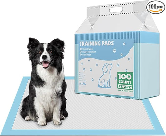 DUMOS 100 Count Puppy Pads for Dogs, 22" x 22" Potty Puppy Training Pad, Dog Cat Pee Pads, Super Absorbency Disposable Pet Leakproof Quick Drying Pad