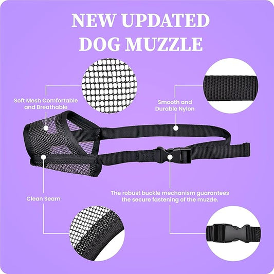 Flintstone Muzzle for Small Dog – Soft Air Mesh Small Dog Muzzle | Breathable Muzzles to Prevent Biting Chewing Grooming | Drinkable Mussels for Dogs Smal (5.1”- 6.3”)