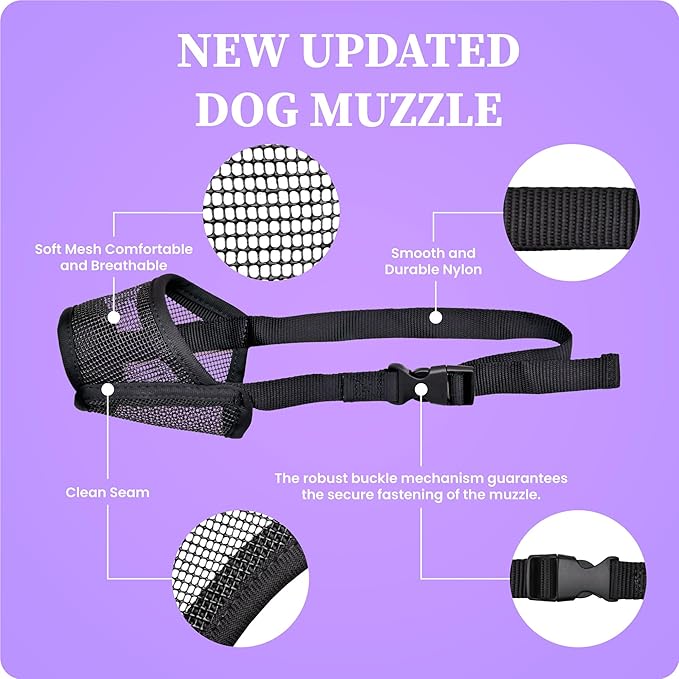 Flintstone Dog Muzzle for Small Dogs – Soft Air Mesh Small Dog Muzzle | Breathable Muzzles to Prevent Biting Chewing Grooming | Drinkable Mussels for Dogs X-S (3.9”- 5.1”)