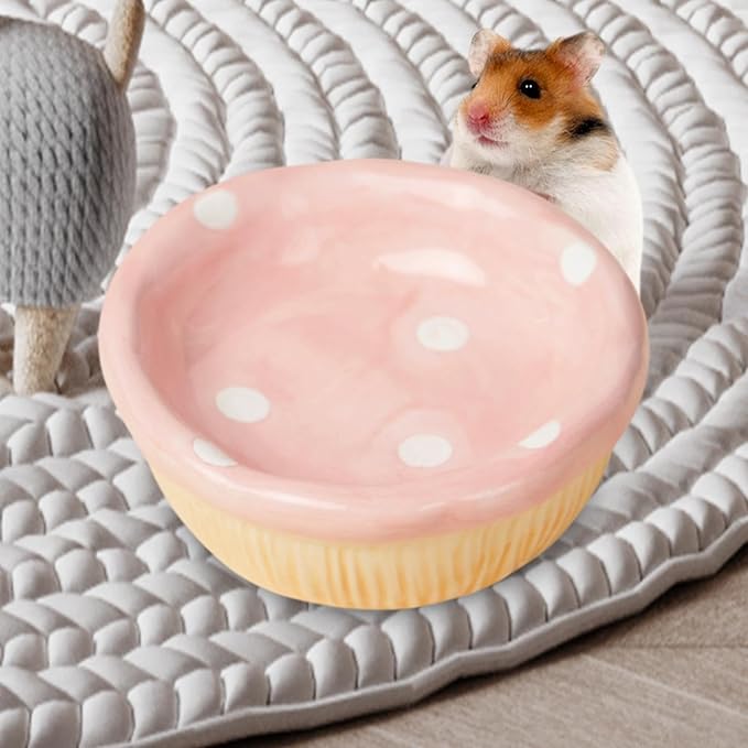 Hamster Ceramic Bowl,Small Animal Feeding Dish,Feeding Bowl,Guinea Pig Bowl,Mushroom Water Bowl for Gerbils Ferret Chinchilla, Mushroom