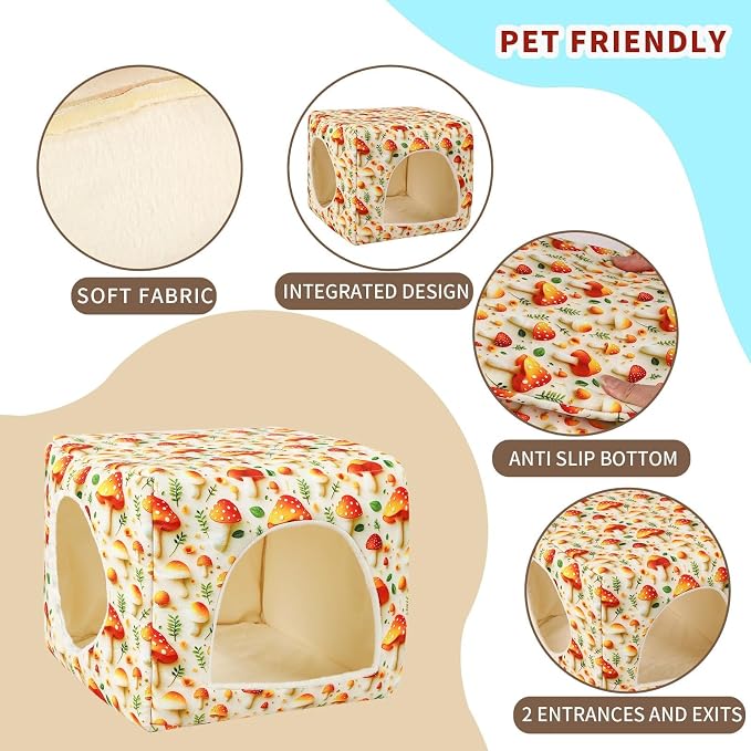 UPINS Guinea Pig Hideout,Washable Small Pet Bed House for Guinea Pigs Ferret Chinchilla Hedgehog Bunnies Rabbit