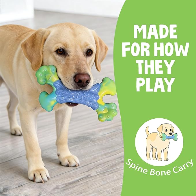 Tough Dog Toys for Aggressive Chewers, Dog Chew Bone,Indestructible Chew Toys for Medium Large Breed, Nylon Durable Chew Toy for Teeth Cleaning,Training,Bacon Flavor