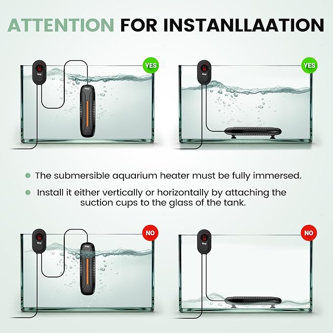 hygger 1000W Aquarium Heater with Controller, Submersible Fish Tank Heater Intelligent Leaving Water Automatica Stop Heating and Overheat Protection,105-238 Gal Turtle Heaters for Freshwater Saltwater