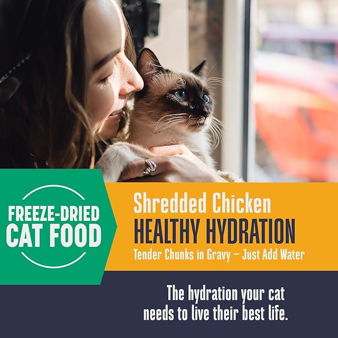 Whole Life Cat Freeze Dried Cat Food - Human-Grade Wet Food Toppers, Snacks & Lickable Treats, Instantly Hydrating Natural Broth Just Add Water - Shredded Chicken, 4.5 Oz