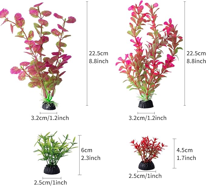 COMSUN 10 Pack Artificial Aquarium Plants, Small Size 4 inch Approximate Height Fish Tank Decorations Home Décor Plastic Pink
