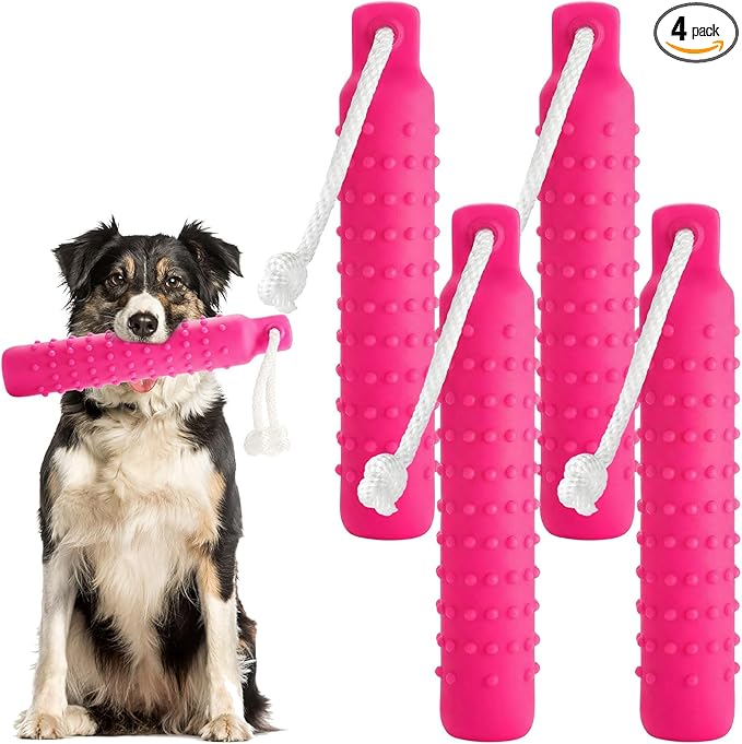 Blueweenly 4 Pcs Dog Bumper Toy for Water Retrieving Plastic Puppy Training Dummy Dog Float Toy Lightweight for Float on The Water Pool Outdoor Training Hunting Fetching (Pink)