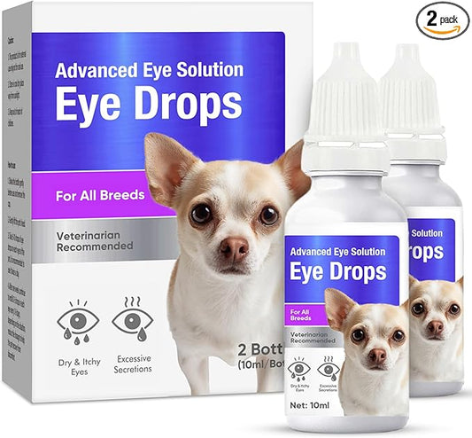 Dog Eye Drops, Premium Eye Drops for Dogs to Flush & Soothe, Advanced Dog Eye Wash for Daily Care & Tear Stain Prevention, Effective Dog Eye Infection Treatment, 10ml/2 Bottles