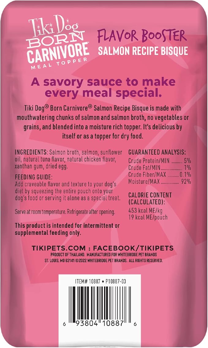 Tiki Dog Born Carnivore Dog - Dog Treats - Bisque - Salmon - 1.5 oz Pouch