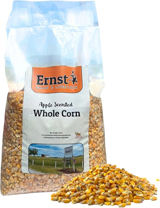 Ernst Grain & Livestock Apple‑Scented Whole Corn Feed – Premium 10 lb (160 oz) Portable Bag – Natural Fruit Aroma for Livestock, Poultry & Small Animals – All‑Natural, Unprocessed, Family Made
