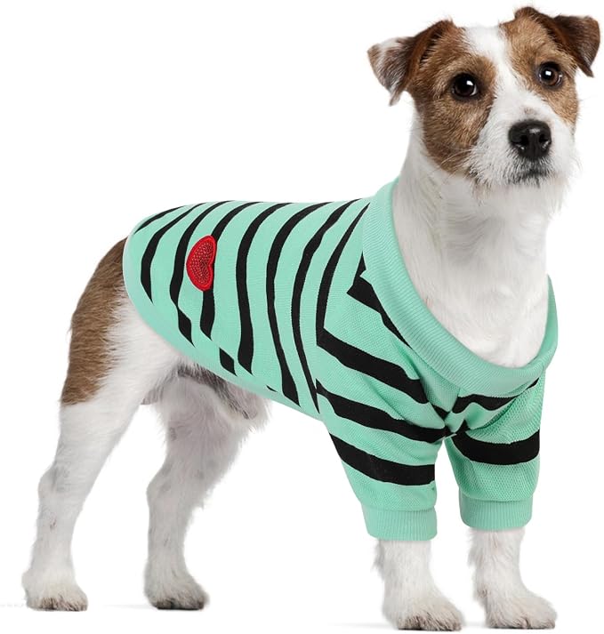 Dog Shirts for Large Dogs, Striped T-Shirts Dog Vest Pet Apparel Tee Shirts Spring Summer Suitable for Small and Medium Large Pets French Bulldog Bichon, Turquoise L