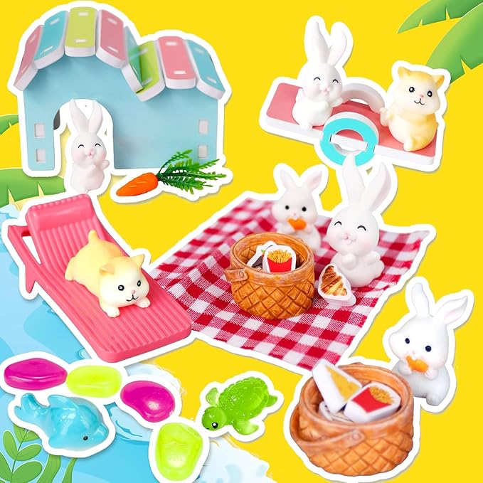 Carolart Pet Sensory Bin,Hamster and Rabbit Habitat,Animal Sensory Sand Kit for Boys and Girls, Pet Sensory Toys,Summer Beach Toys, Sandbox Play Set for Toddler Ages 3 4 5 6 7 8