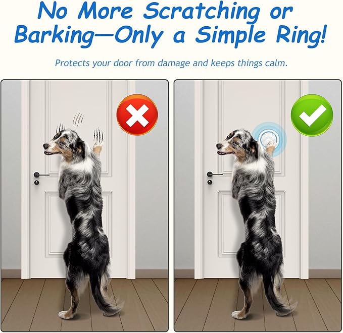 Soft Ring Dog Potty Bell for Training – Wht Wireless Dog Door Bell with 1000ft Range, LED Alert, 60 Tones, Waterproof Dog Bells to Go Outside – Bell for Dogs to Ring to Go Potty(1 Bell & 1 Receiver)
