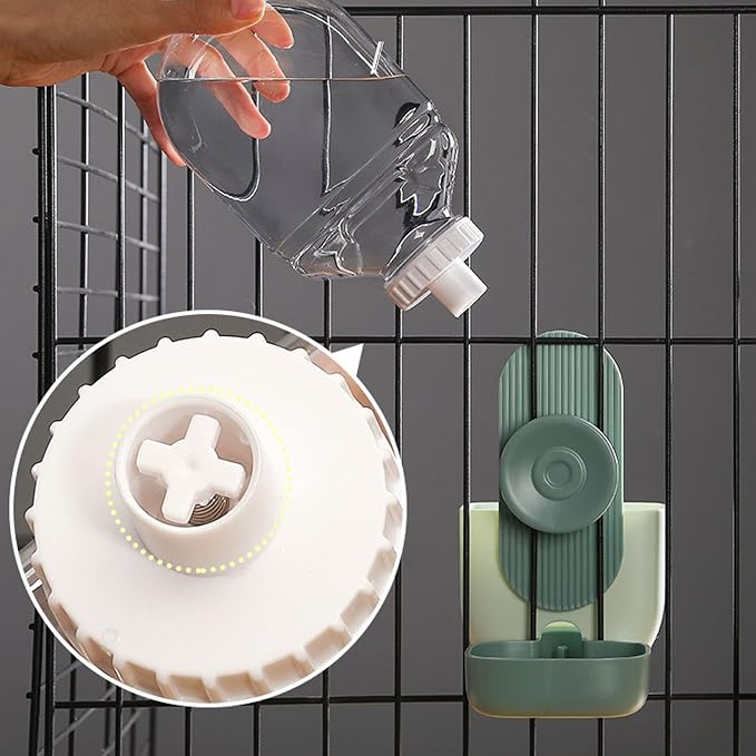 Cage Hanging Automatic Food Water Dispenser, Water Food Bowl for Cage Pet, Dog Cat Feeder and Water Dispenser, Feeding Station for Cats Dogs Ferrets Rabbit Bunny (Mint Green)