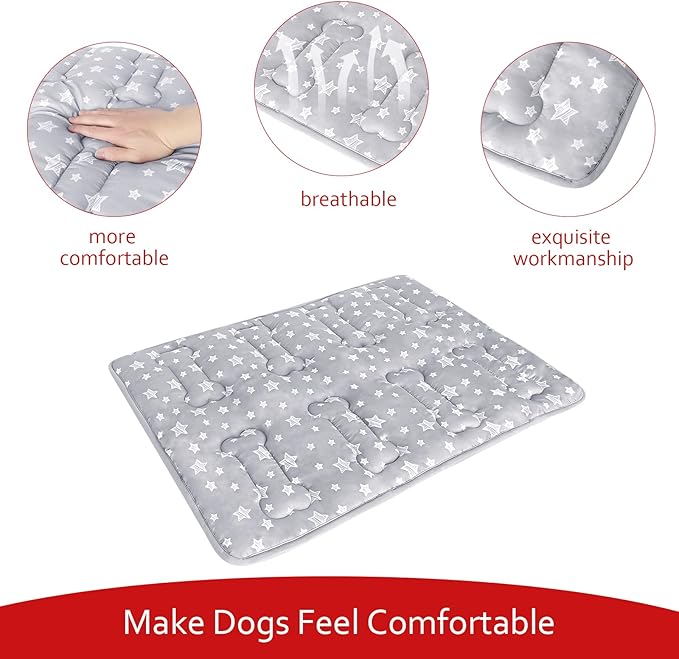 Dog Crate Mat (24" X 18"), Soft Dog Bed Mat with Cute Prints, Personalized Crate Pad, Anti-Slip Bottom, Machine Washable Kennel Pad