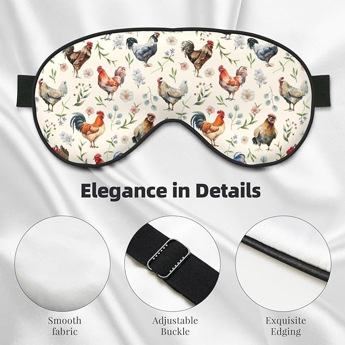 Cute Chicken Sleep Mask Breathable Soft Eye Mask for Sleep for Women Men Lightweight Eye Cover for Travel, Night Work, Nap, Office