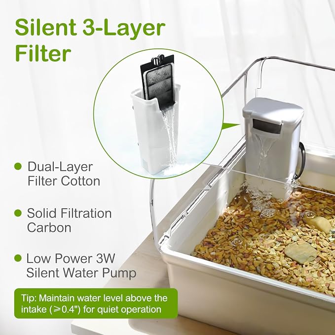 Turtle Tank Acrylic Habitat Starter Kit for Baby with Silent Filter | Bottom Drain,Basking Light,Multi Zone Aquatic Small Red Eared Slider Enclosure,Anti Escape Fence Tortoise Terrarium Aquarium