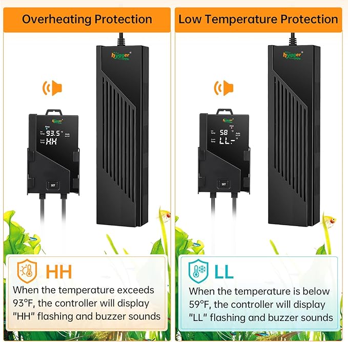 hygger Aquarium Heater with Intelligent Temperature Controller, 1000W for 130-260 Gallon Submersible Fish Tank Heater with Leaving Water Automatically Stop Heating System, for Freshwater Saltwater
