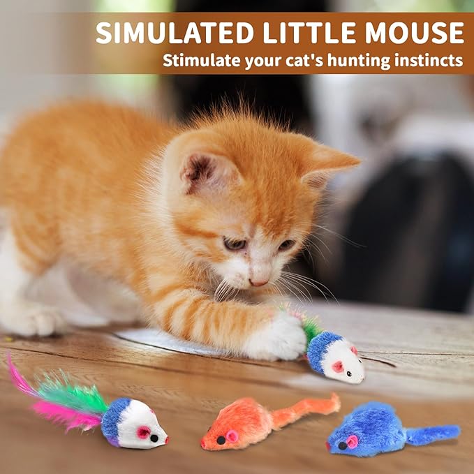 iCAGY 24 Pcs Cat Toys for Cats, Indoor Kittens - Interactive Variety Pack, Feather Teaser, Feather Golf, Mice, Springs, Balls, Noise Toys